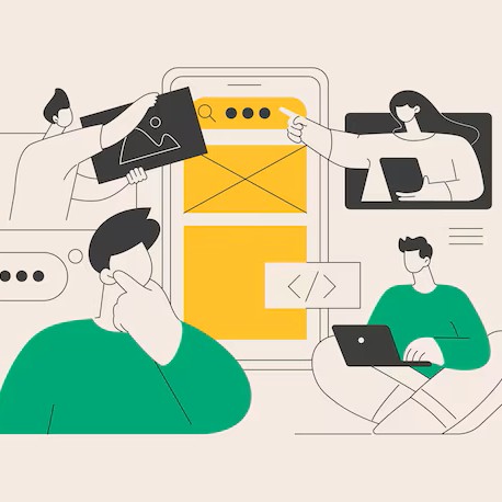 Developer workstation with code on screen